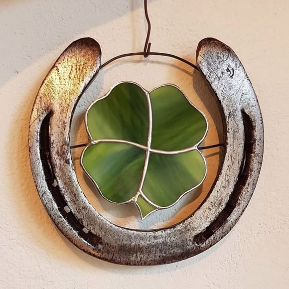 Chmadoxn Home Decor, Room Decor, Wall Decor Irish Four Leaf Clovers Souvenirs Christmas OrnamentsCrafting Horseshoe Door Wall Art Decor Pocket Symbols Funny Gifts Iron four leaf clover ornament