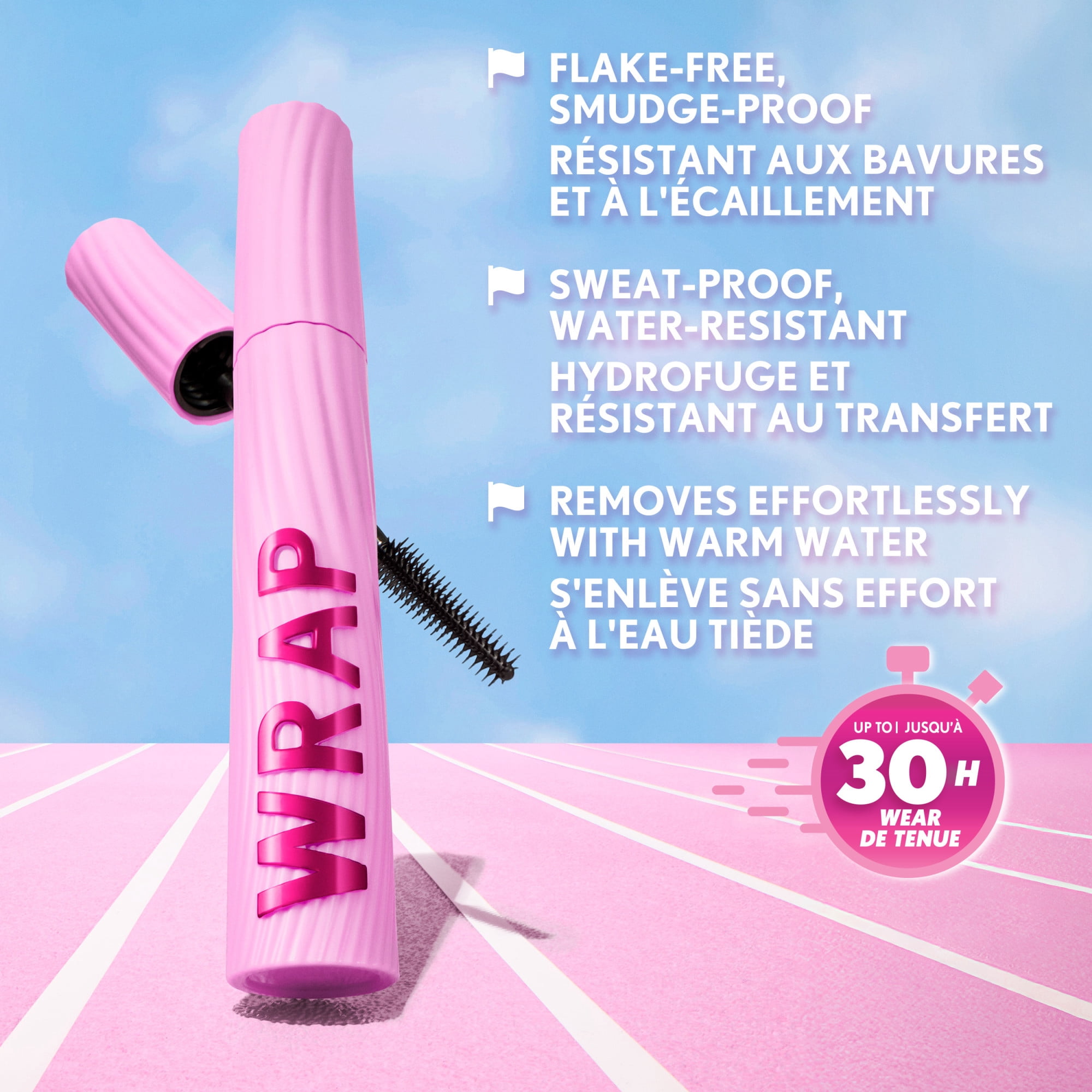 COVERGIRL Mascara Eye Enhancer Wrap Tubing, 800 Max Motion Black, sans paquets, sans résidus, sans bavures, tenue 30 heures