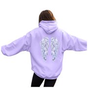Yammkia Pink Hoodie Women Womens Oversized Hoodies Fleece Sweatshirts Long Sleeve Sweaters Pullover Fall Clothes with Pocket(Purple,S)