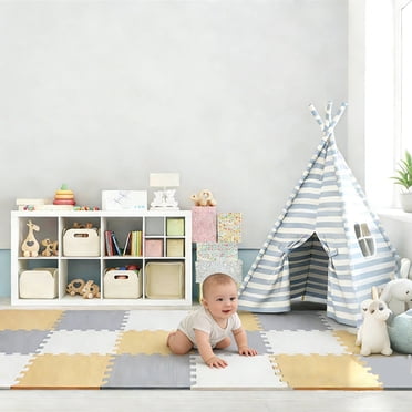 Baby Playmat, 36 pcs Puzzle EVA Foam Play Mat 3.24 Sqm Coverage Interlocking Floor Tiles, 0.39" Thick Portable Crawling Floor Mats for Kids Toddler
