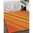 thumbnail image 3 of Ahgly Company Tapis Rond Lavable en Machine Intérieur Transitionnel Orange Rouge Orange, 4 Pieds Rond, 3 of 7