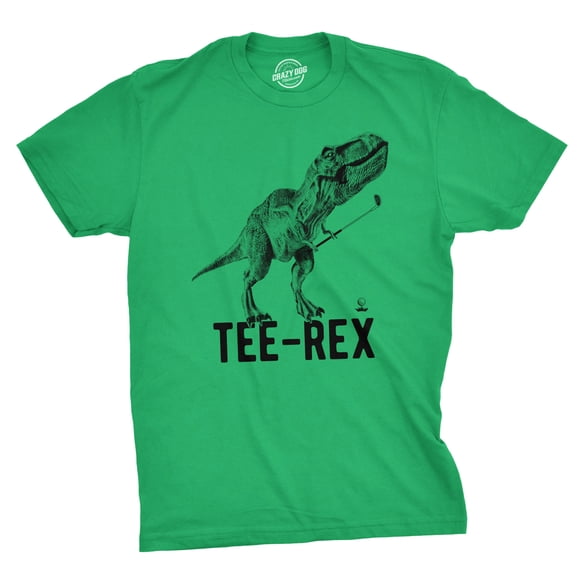 T-shirt de Golf pour Homme Tee Rex, Dinosaure Drôle, Tee TRX, Cadeau pour Papa de Golf (Vert) - L