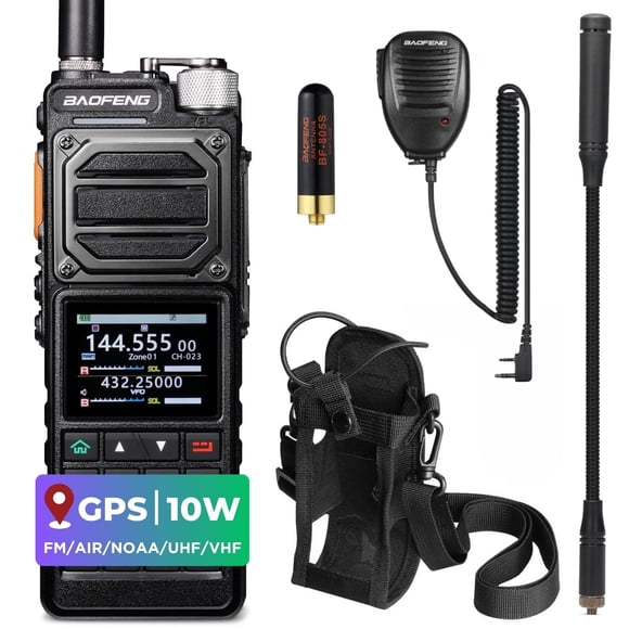 BAOFENG UV-25 PLUS 10W GPS Ham Radio Portatif, Longue Portée Radio Bidirectionnelle AM FM Récepteur NOAA avec Batterie 5200mAh Port USB-C, Écran 2 Pouces, 1000CH, Automne