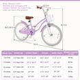thumbnail image 3 of Prorider 20" Kids Bike with Height Adjustable Handlebar & Seat Hand Brake & Coaster Brake Purple, 3 of 8