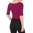 thumbnail image 3 of INSPIRE CHIC Women's Boat Neck Tops Half Sleeves Fitted Layering Soft T-Shirt XL Fuchsia, 3 of 8