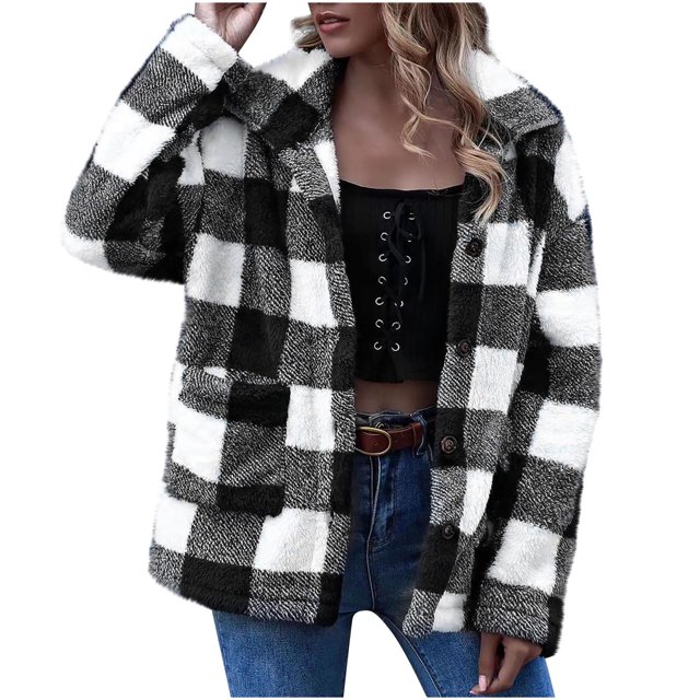 CEHVOM Veste pour Femme Veste Unie Bouton Poche Col Rabattu Coupe Ajustée Chaude Veste Mi-Longue et Longue Liquidation