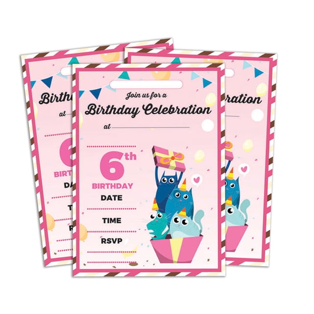 Darling Souvenir Pink Birthday Invitation Card Printable Elegant Fill or Write In Blank Party Invites 28 Pcs 5 x 7 Inches