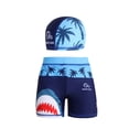 thumbnail image 1 of Boys Swim Trunks with Shark Print, 2 Piece Swimsuit Set for Kids, Elastic Waist Swim Shorts with UPF 50+ Sun Protection, Quick Dry Pool Beach Wear for Little Adventurers, Includes Swim Cap, 1 of 3