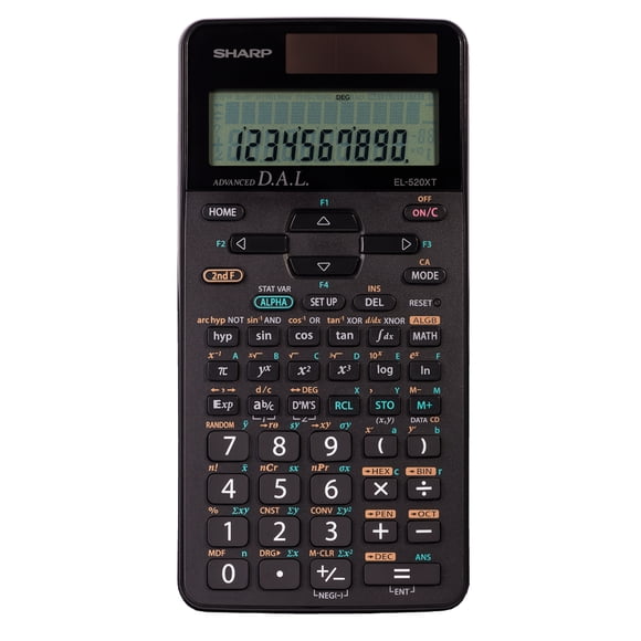 SHARP EL520XTBK Calculatrice Scientifique, 420 Fonctions, Logique Algébrique Directe, 4 Modes, 12 Touches de Mémoire, Résolveur d'Équations Linéaires, Statistiques à 2 Variables