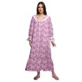 thumbnail image 1 of Moomaya Chemise de Nuit Maxi Boutonnée à Manches Longues Imprimée en Coton pour Femmes, 1 of 5