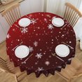 thumbnail image 1 of Round Tablecloth Snowflake Red Christmas Winter 60 Inch Table Cover for Dining Polyester Cloth with Scalloped Edges Stain Resistance Kitchen Picnic Party Restaurant Decoration, 1 of 1