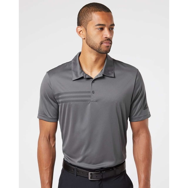 Adidas Mens 3-Stripes Chest Polo, S, Grey FiveBlack