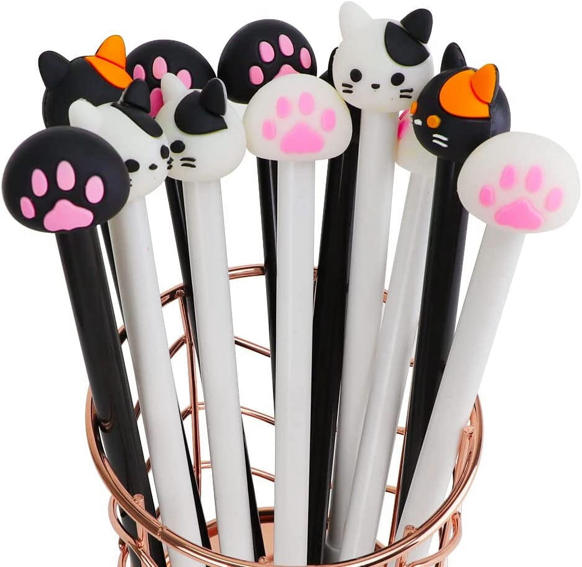 Cute Stationary Supplies, 12 PCS Cute Pens Cat Themed, Aesthetic Stationary Cute Stuff, Kawaii Cat Paw Stationery, Cool Pens Anime Gifts for School Girls, Teenagers