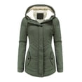 thumbnail image 2 of Innerwin Coat Hooded Ladies Outwear Drawstring Long Sleeve Buttons Jacket Army Green 3XL, 2 of 6