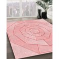 thumbnail image 3 of Ahgly Tapis Rond Lavable en Machine Intérieur Transitionnel Rouge Pastel Rose, 7 Pieds Rond, 3 of 7