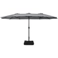 thumbnail image 1 of Patiojoy Parasol de Patio Double Face de 15 Pieds avec Base, Parasol de Marché Extra-Grand pour l'Extérieur, Gris, 1 of 8