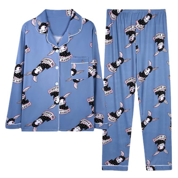 RKSTN Womens Pajama Sets Lightweight Floral Printed Casual Long Sleeve Tops with Loose Long Pants Two Piece Pajamas Set