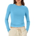 thumbnail image 1 of T-Shirts pour Femmes à Manches Longues T-Shirts pour Femmes à Manches Longues Chemise Longue Femme Col Rond Crop Top Chemise pour Femmes en Polyester Spandex Chemise à Manches Longues Femme T-Shirt Basique Uni T-Shirt Femme, 1 of 5