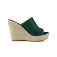 thumbnail image 3 of BLISSFUL STEP Chaussures pour Femmes Talon Compensé Bout Ouvert Espadrilles Mules à Plateforme Vert Foncé 7, 3 of 7