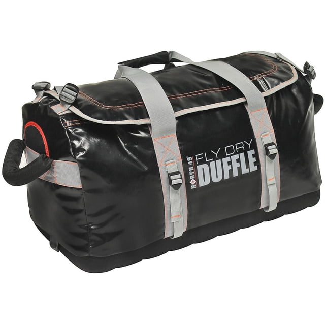 North 49 Fly Dry Sac de Voyage Type Duffle - Moyen - 21 x 13 x 10-inch - Duffle Noir Résistant à l'Eau en PVC/polyester avec Sangles de compression Grises Ajustables, Poignées Rembourrées, Fond Moulé Renforcé pour protection contre les Impacts et Fermetures Éclair Robustes, Idéal pour le gym, les Voyages et l'Extérieur