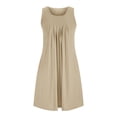 thumbnail image 4 of Dvkptbk Robe d'Été de Plage pour Femme 2024 Décontractée à Col Rond à Manches Courtes Robe Débardeur Mini Robes Fluide à Volants Boho Robe Soleil avec Poches P-2TG, 4 of 7