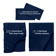 thumbnail image 3 of Comfy Bamboo World 9900 Series Embroidered Bedsheets Sheet Set, Twin Size, Navy, 3 of 3