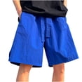 thumbnail image 1 of ohmzyzo Summer Beach Shorts for Men Drawstring Elastic Waist Solid Color Shorts Casual Lightweight Gym Workout Shorts, 1 of 6