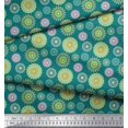 thumbnail image 2 of Soimoi Green Poly Georgette Fabric Stripe & Mandala Decor Fabric Printed Yard 52 Inch Wide, 2 of 3