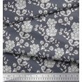 thumbnail image 2 of Soimoi Crepe Silk Fabric Leaves & Floral Block Print Sewing Fabric Yard 42 Inch Wide, 2 of 3