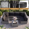 thumbnail image 4 of Costway 7PCS Patio Rattan Furniture Set Sectional Sofa Garden Black Cushion, 4 of 10