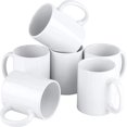 thumbnail image 1 of Set of 6 White Mugs 12 oz Porcelain Espresso Cups  Sublimation Mugs Blank  DIY Coated Ceramic Mugs for Coffee  Soup  Tea, 1 of 6