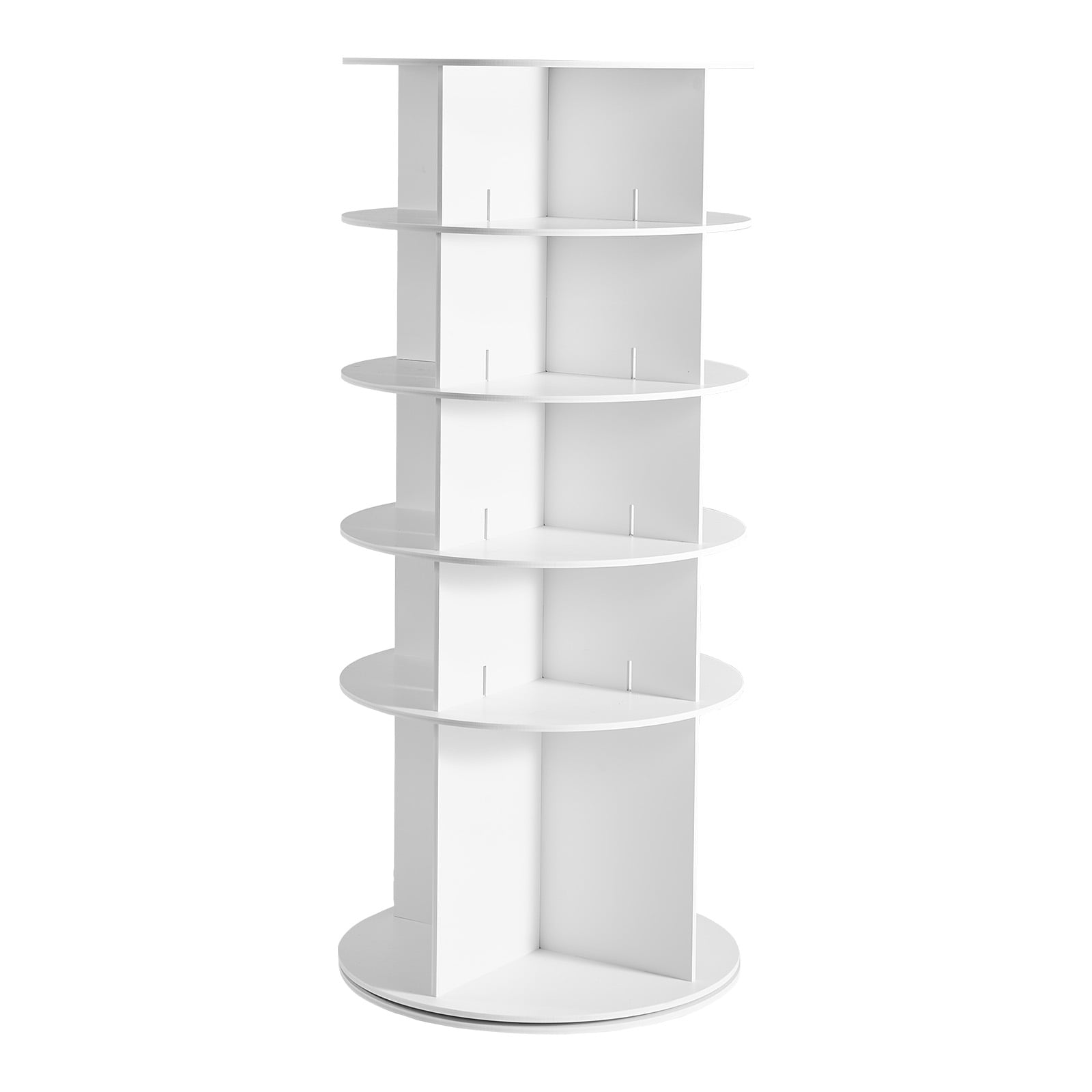 KFFKFF 5 Tiers Rotating Shoe Rack Tower, 360° Spinning Shoe Rack, Revolving Storage Round Carousel Display, Freestanding Lazy Susan Organizer Display, White