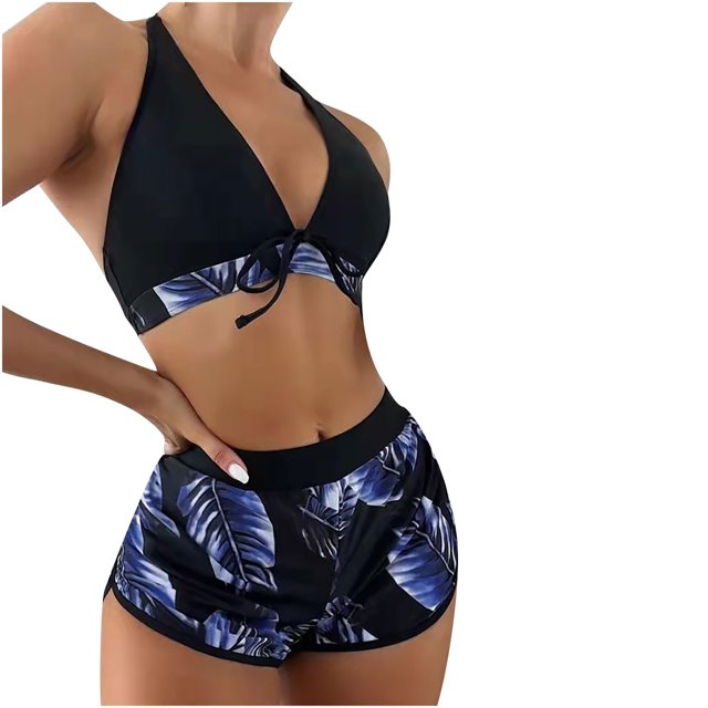 Sexy Bathing Suits for Women Womens Solid Bikini Strap Bikini Deep V Sexy Split Swimsuit Set Three-Piece Swimming Suit Womens Bikini Bathing Suits Bathing Suits Women Bikini