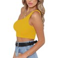 thumbnail image 2 of Women's Sleeveless Crop Tops Sexy One Shoulder Strappy Tees Basic Crop Tank Tops(Yellow,XL), 2 of 5