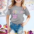 thumbnail image 2 of PMVFHDE Hauts de Bain pour Fille T-Shirt Fille d'Anniversaire à Manches Courtes T-Shirt d'Été à Col Rond Coupe Décontractée Chandails de Base Gris, 6-7 Ans, 2 of 4