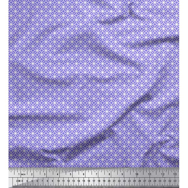 Soimoi Purple Moss Georgette Fabric Cross & Geometric Print Fabric by the Yard 42 Inch Wide