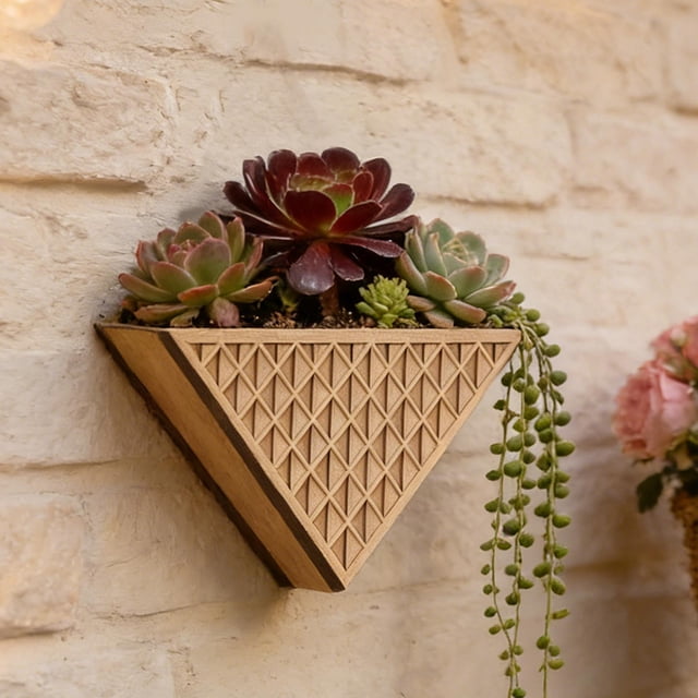 Dvumao Organizers and Storage, Creativness Triangular Wooden Wall Mounted Plants Stand And Shelving Unit Wooden Plants Stand For Home Decor, Mom Gifts