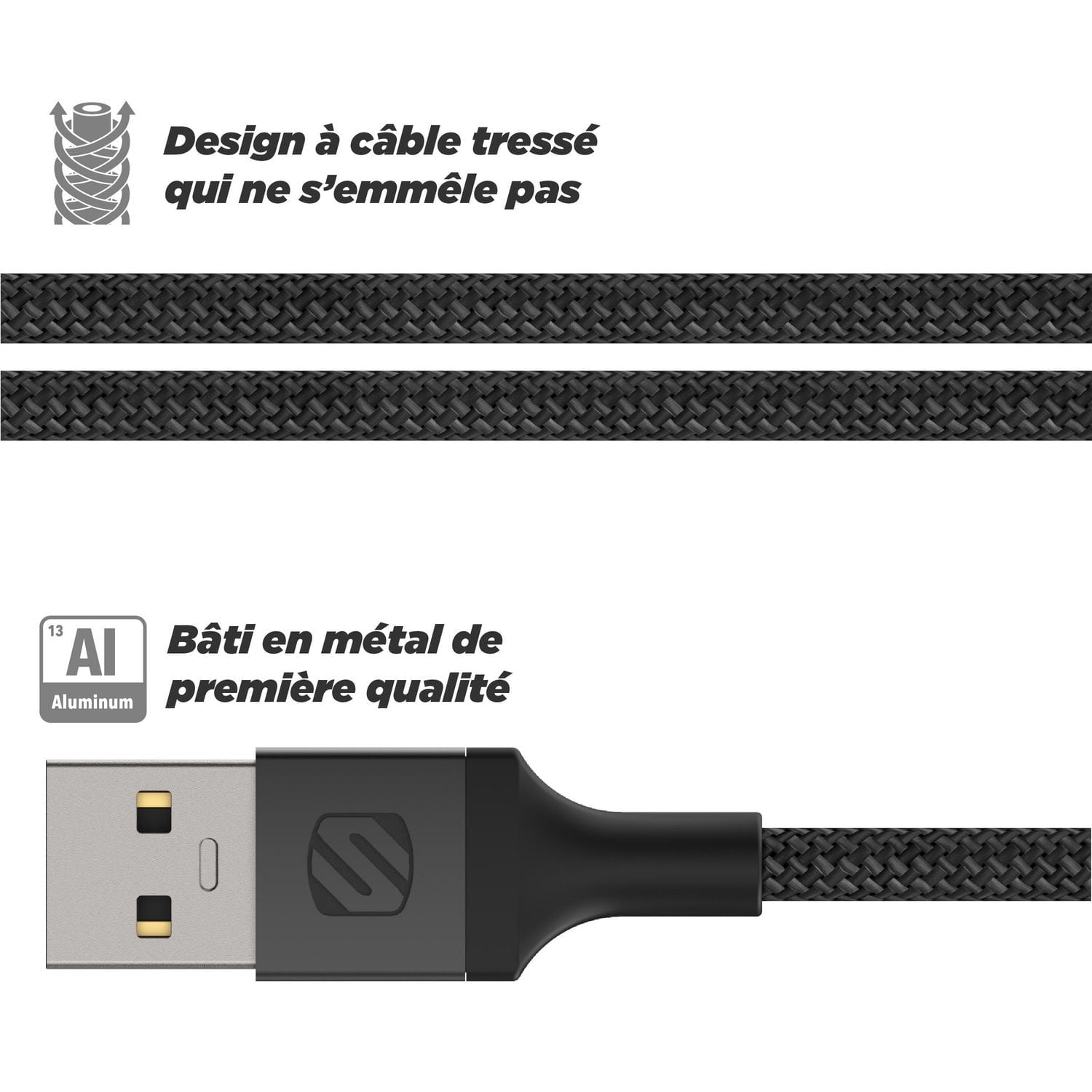 Scosche CCB10-SP Strikeline Premium USB-C to USB-C Charge & Sync Braided Cable 10'-Space Grey