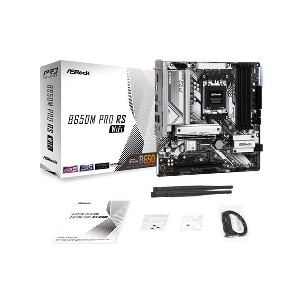 ASRock B650M Pro RS WiFi AM5 AMD B650 SATA 6Gb/s Micro ATX