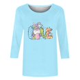 thumbnail image 4 of Xihbxyly Hauts Grande Taille pour Femmes Manches 3/4 T-shirt Imprimé Col Rond de Pâques Manches 3/4 Chandail Col Rond Cadeau de Vacances, 4 of 5