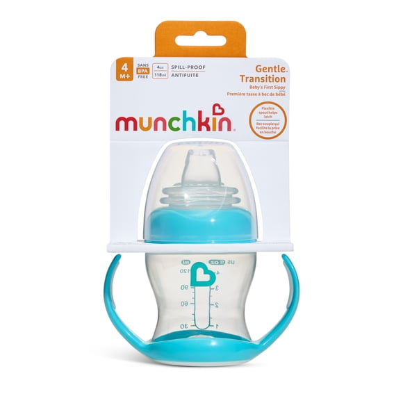 Munchkin Gentle™ Transition Cup , Baby's First Sippy (4 oz) - Designed for Babies Transitioning from Bottles to Cups, 4 Months & Up Blue