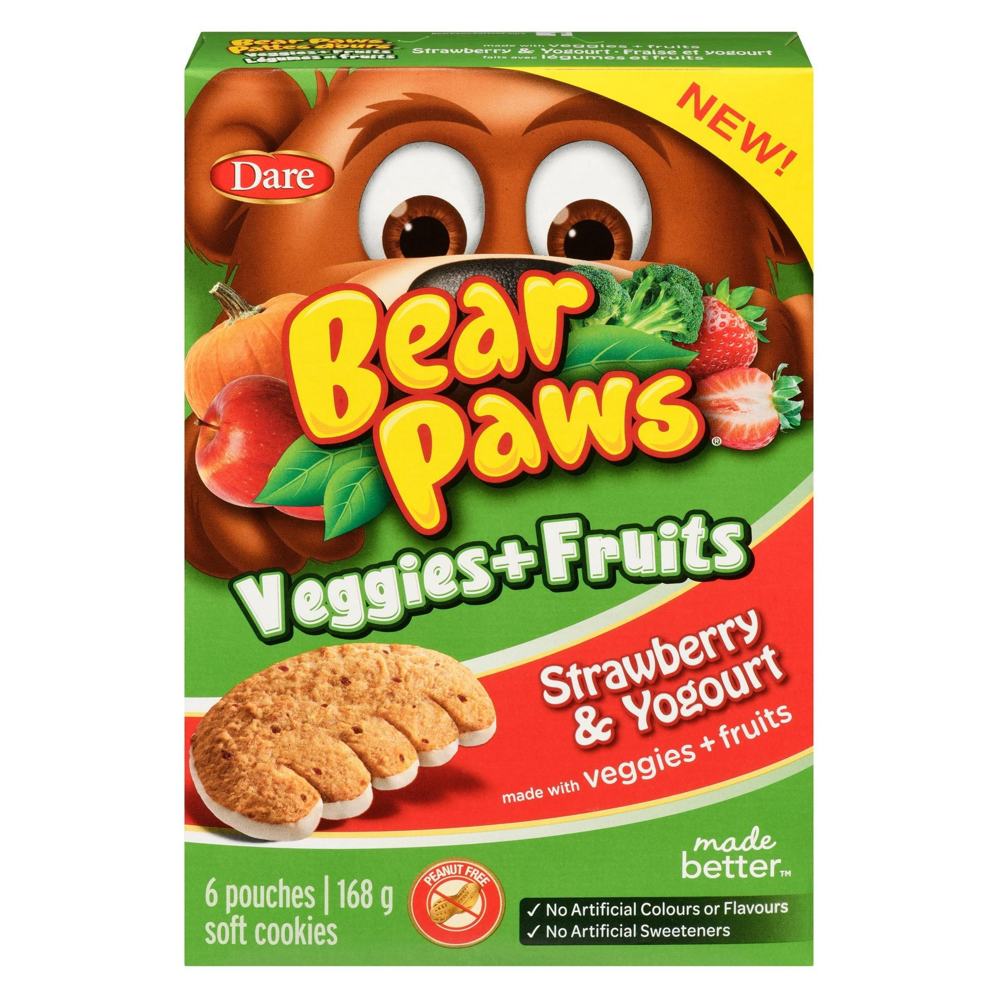 Bear Paws Veggies + Fruits Strawberry & Yogourt, Dare