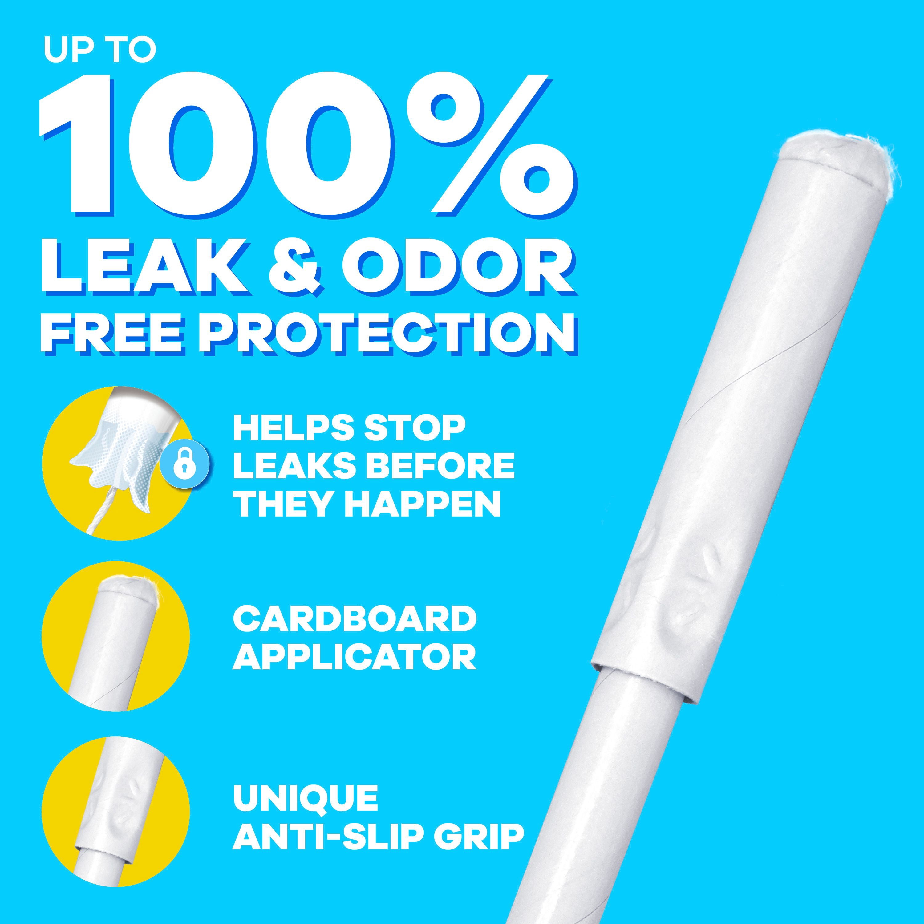 Tampax Tampons avec Applicateur en Carton Absorption Super, Prise Antidérapante, Jupette Anti-Fuites, Non Parfumés