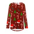 thumbnail image 4 of Blouses pour Femmes Décontractées Élégantes Imprimé de Noël Manches Longues Col Rond Hauts d'Été en Solde, 4 of 5