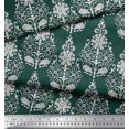 thumbnail image 2 of Soimoi Velvet Fabric Leaves & Floral Block Print Sewing Fabric Yard 58 Inch Wide, 2 of 3