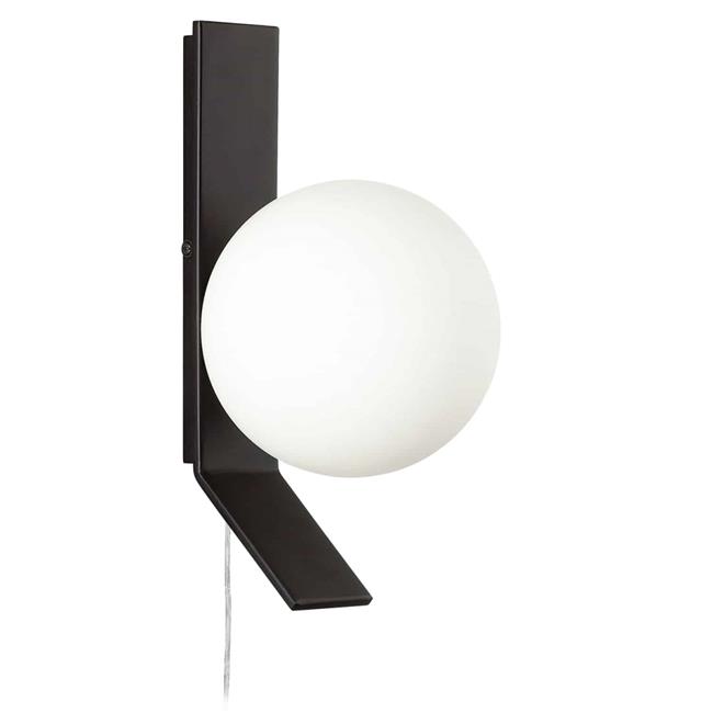 Valemont 1 Light Halogen 10 inch Wall Sconce, Matte Black with Opal White Glass