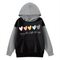 thumbnail image 4 of FAOWME Child Long Sleeve Color Matching Printed Letters Hooded Sweatshirts Pullover Tops Black 7-8 Years, 4 of 4