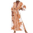 thumbnail image 2 of Soldes! Cameland Robe Cheville à Manches Longues Imprimée à Col en V pour Femmes, 2 of 6