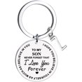 thumbnail image 1 of Heliisoer To My Son Message Keychain Stainless Steel Initial Last Name 26 Letter Family Inspirational Keychain Gift, 1 of 1