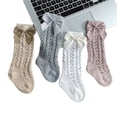 thumbnail image 4 of Kmbangi Chaussettes Tube Moyennes pour Bébé Fille, Bas Unis à Découpe avec Nœud, 4 of 4